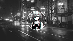 grayscale photo of woman anime