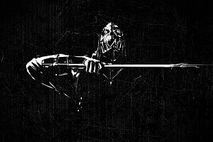 person holding sword digital wallpaper, grunge, monochrome, artwork, Dishonored