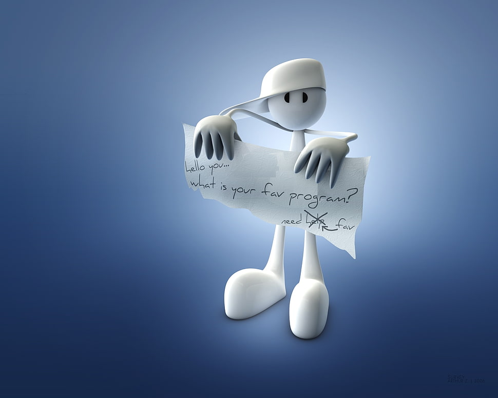 white person 3D character holding white printed paper HD wallpaper