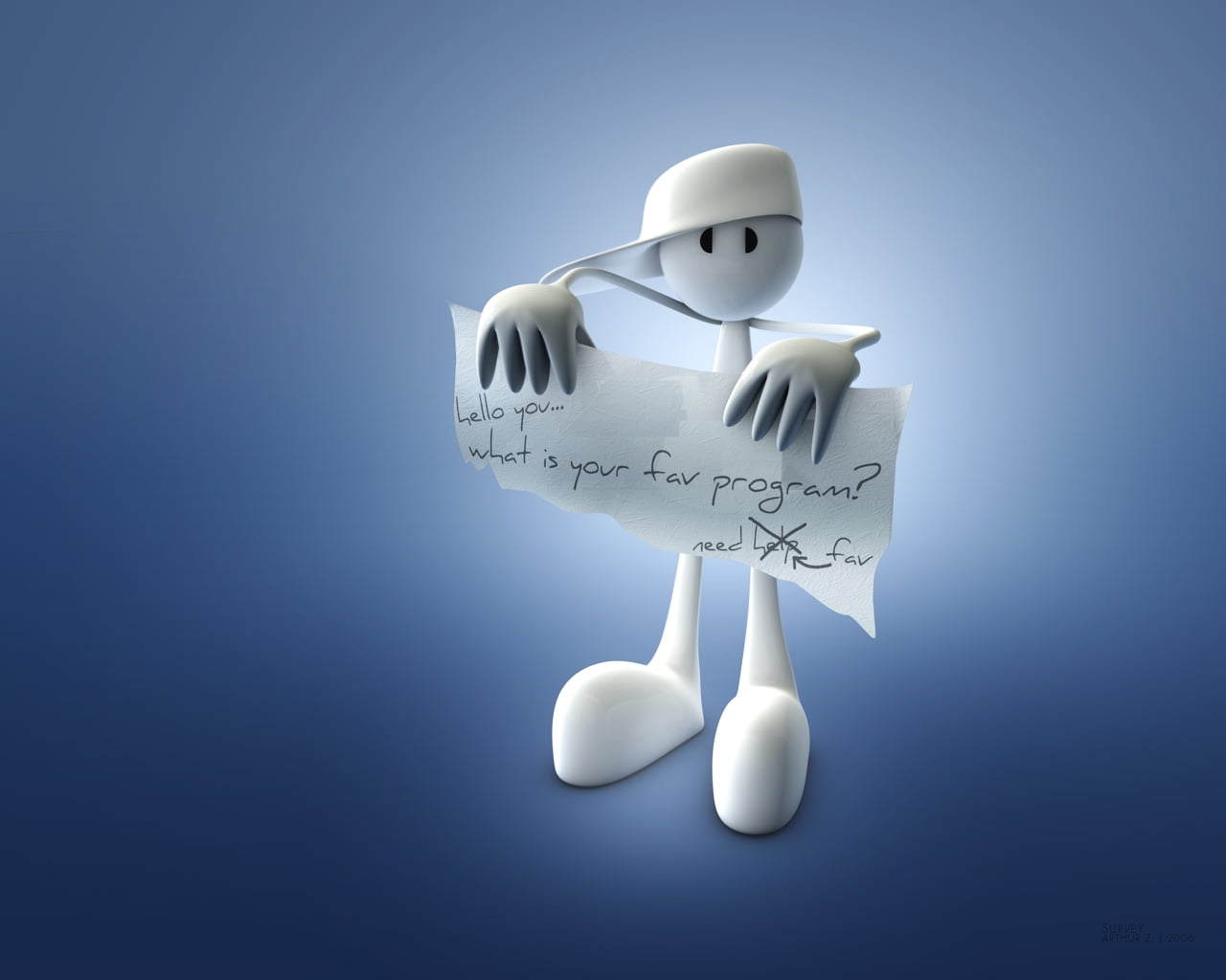 white person 3D character holding white printed paper