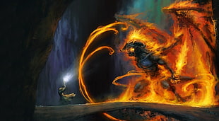 fired dragon illustration HD wallpaper
