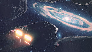 black spaceship illustration, science fiction, futuristic, spaceship, space HD wallpaper