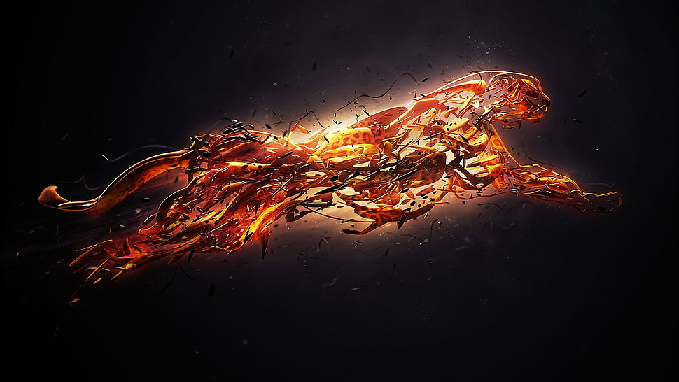 leaping fire animal wall art HD wallpaper