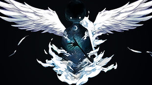 human with white angel wings digital wallpaper, digital art, wings, fantasy art, creature