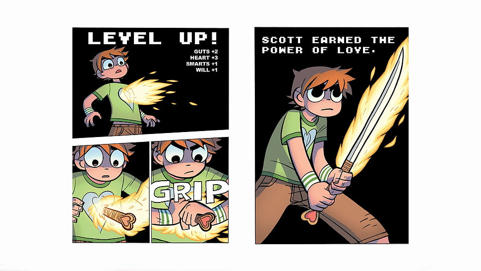 boy with orange haired illustration, Scott Pilgrim HD wallpaper