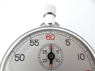 gray and white analog stop watch