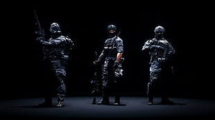 three men wearing black soldier suit wallpaper