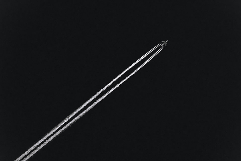 white airliner, Airplane, Track, Dark HD wallpaper