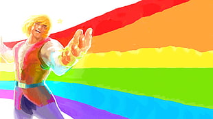 Street Fighter Ken illustration, He-Man, rainbows, He-Man and the Masters of the Universe