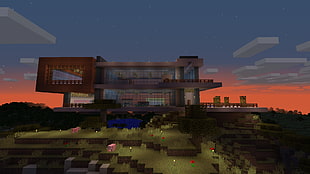 modern 3D house concept, Minecraft, minimalism, modern HD wallpaper