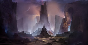 brown cliff painting, fantasy art