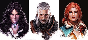 Witcher game character digital wallpaper, The Witcher 3: Wild Hunt, Geralt of Rivia, Yennefer of Vengerberg, Triss Merigold