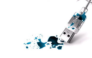 blue and gray flash drive, USB, technology HD wallpaper