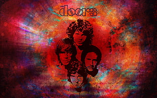 red and black floral textile, Jim Morrison, The Doors (Music), artwork, music HD wallpaper