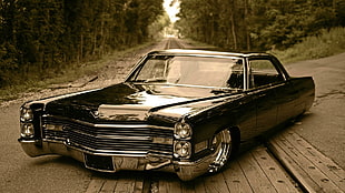 vintage black coupe, car