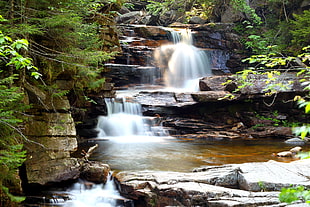long exposure photograph of waterfall