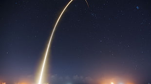 time-lapse phot of space rocket launch, Discovery, launching, rocket, lift off