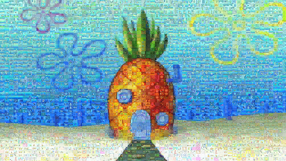 SpongeBob SquarePants pineapple house illustration, SpongeBob SquarePants, cartoon, pineapple, pineapples HD wallpaper
