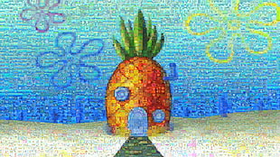 SpongeBob SquarePants pineapple house illustration, SpongeBob SquarePants, cartoon, pineapple, pineapples