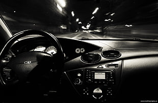 black vehicle steering wheel, car, car interior