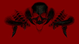 monster skull illustration, devil daggers, video games, skull