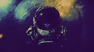 astronaut, artwork, dark, space art HD wallpaper