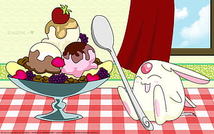 Pokemon smiling facing ice cream illustration