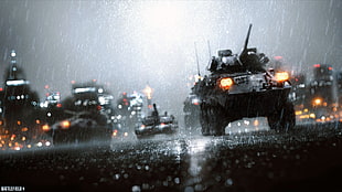 tanker photo, tank, Battlefield, video games, rain
