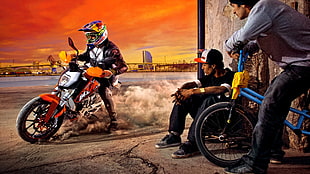 orange underbone motorcycle, motorcycle, BMX