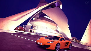 orange sports car, Gran Turismo 6, video games, car HD wallpaper