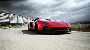 red supercar, Lamborghini Aventador, Lamborghini Aventador J, Lamborghini, red cars HD wallpaper