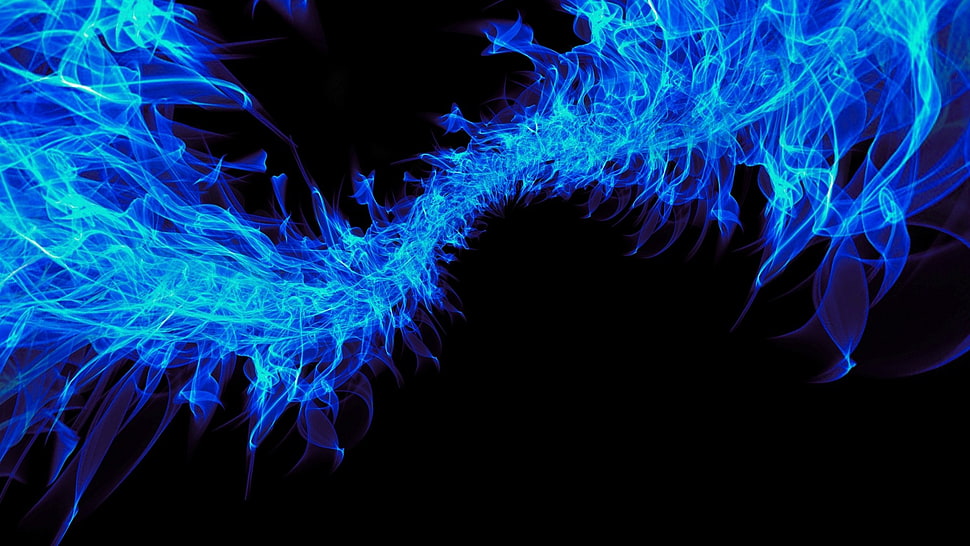 blue smoke illustration, abstract, fractal HD wallpaper
