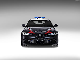 black Alfa Romeo police car HD wallpaper
