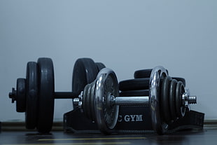 black dumbells, Dumbbells, Gym, Weight HD wallpaper