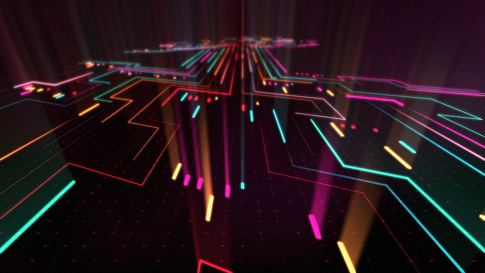 abstract, neon, dots, Tron HD wallpaper