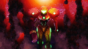 red and green robot illustration, Metroid, video games, Samus Aran