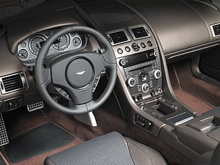 black car steering wheel HD wallpaper