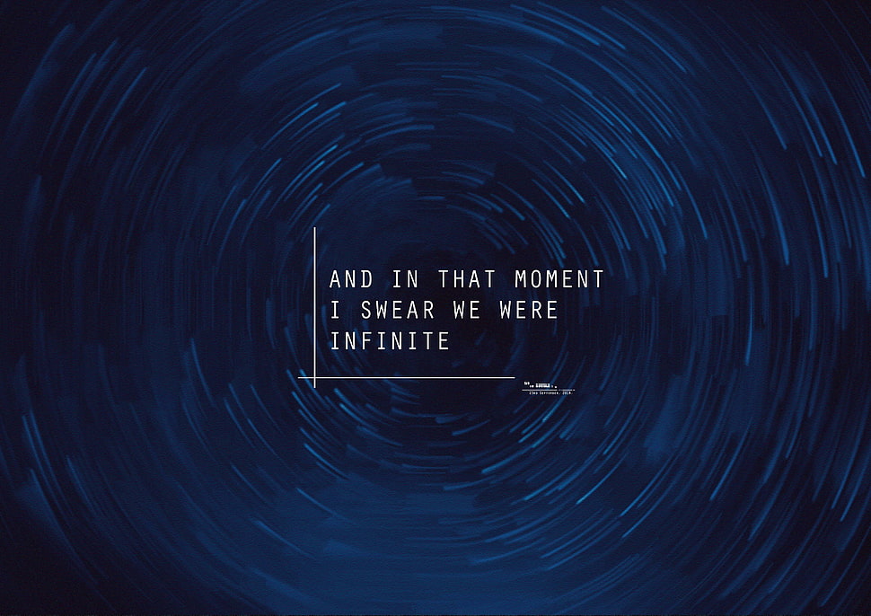 And in that moment I swear we were infinite text, star trails, stars, quote, The Perks of Being a Wallflower HD wallpaper