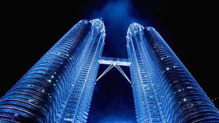 blue and white plastic pack, architecture, building, Petronas Towers, tower