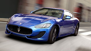 blue Maserati coupe, car, Maserati, Maserati GranTurismo, blue cars