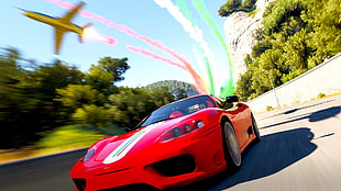 red and black car bed frame, Ferrari Challenge Stradale, Ferrari, Forza Horizon 2, jets