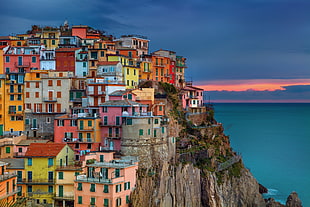 houses on hill, Italy, Mediterranean, bay, villages