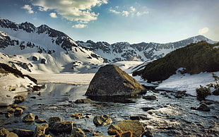 snow covered mountain, landscape, mountains, nature, winter