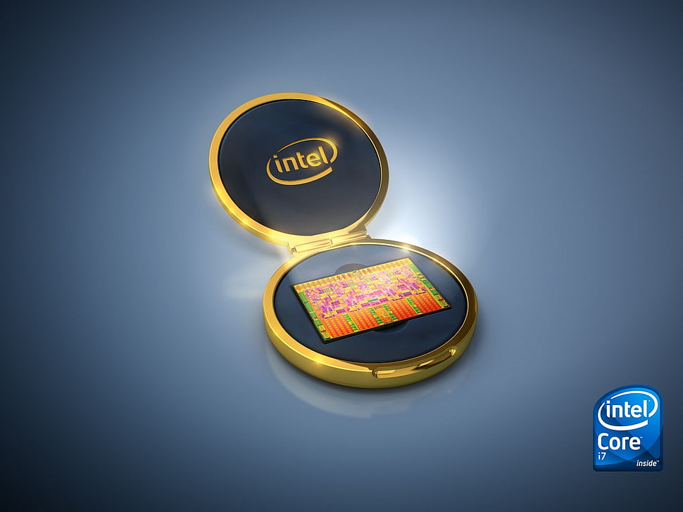 brown and black Intel Core device, technology HD wallpaper