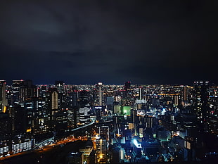 high-rise building, Night city, Buildings, City lights HD wallpaper