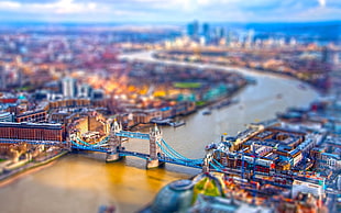aerial photo of city and bridge miniature