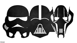 black and white heart print textile, Star Wars, Darth Vader, stormtrooper, grievous