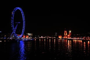 blue Ferris wheel, London, London Eye HD wallpaper