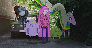 two pink and green wooden rocking chairs, Adventure Time, Marceline the vampire queen, Princess Bubblegum, Lady Rainicorn