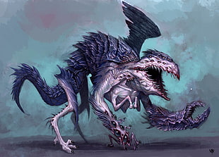 black and gray monster illustration, Warhammer 40,000, fantasy art, creature